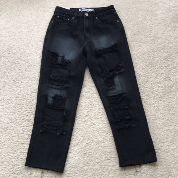 Rockn Rev Black Mid-Rise Distressed Jeans - Picture 4 of 13